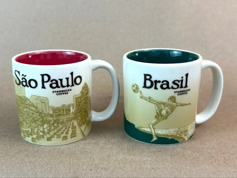 Starbucks Global Icon Demitasse Mugs Set - Brasil & Sao Paulo 3 oz Mini Cups